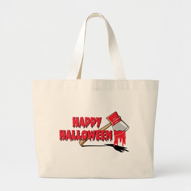 Happy Halloween Horror Large Tote Bag (Front)