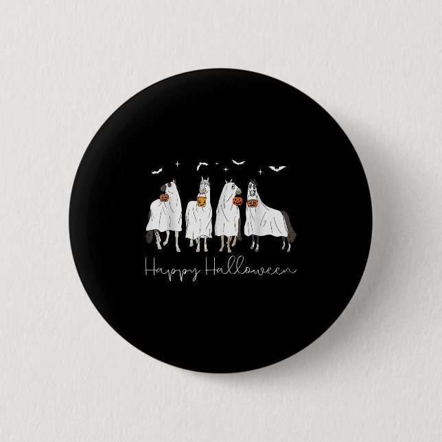 Happy Halloween Horse Ghost 2025  6 Cm Round Badge (Front)