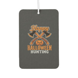 Happy Halloween Hunting Crossed Axes Pumpkin Car Air Freshener