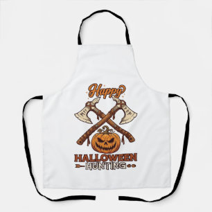 Happy Halloween Hunting Crossed Axes Pumpkin Runes Apron