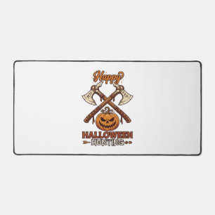 Happy Halloween Hunting Crossed Axes Pumpkin Runes Desk Mat