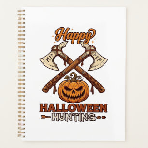 Happy Halloween Hunting Crossed Axes Pumpkin Runes Planner