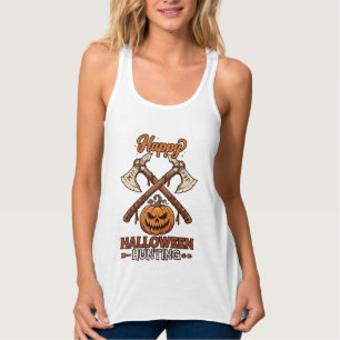Happy Halloween Hunting Crossed Axes Pumpkin Runes Singlet