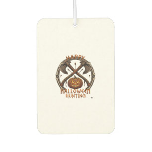 Happy Halloween Hunting Pumpkin Crossed Axes Bone  Car Air Freshener