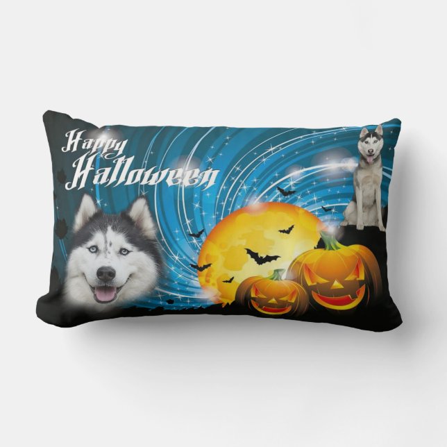 Happy Halloween Husky Lumbar Cushion (Front)