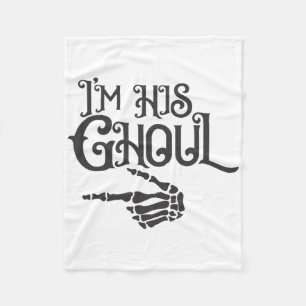 Happy Halloween Im His Ghoul Skull Hand Fleece Blanket