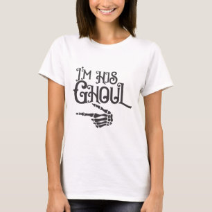 Happy Halloween Im His Ghoul Skull Hand T-Shirt