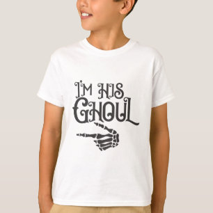 Happy Halloween Im His Ghoul Skull Hand T-Shirt