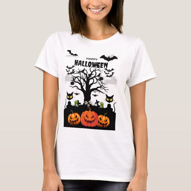 happy halloween in spooky font T-Shirt (Front)