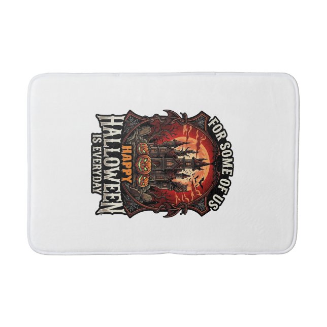 Happy Halloween Is Everyday Haunted Castle Pumpkin Bath Mat (Front)