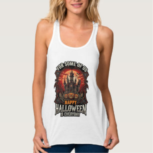 Happy Halloween Is Everyday Haunted Castle Pumpkin Singlet
