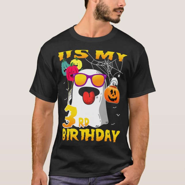 Happy Halloween It's My 3rd Birthday 3 Years Old T-Shirt (Front)
