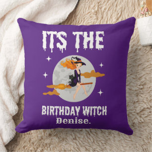 Happy Halloween It's the Birthday Witch Birthday Cushion