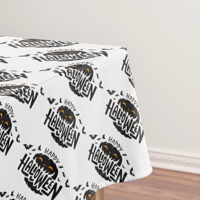 Happy Halloween Jack-O-Lantern and Bats  Tablecloth (In Situ)