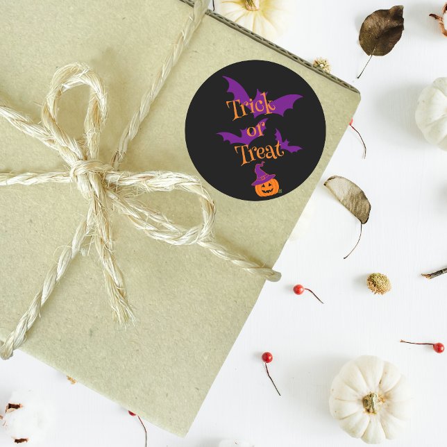 Happy Halloween Jack O Lantern Black Classic Round Sticker (Creator Uploaded)