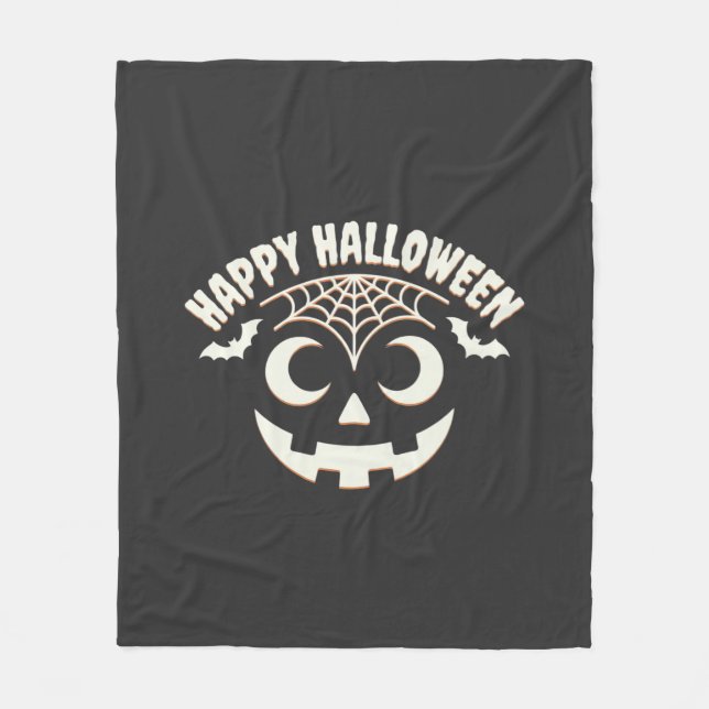 Happy Halloween Jack-O-Lantern Face Design_1 Fleece Blanket (Front)