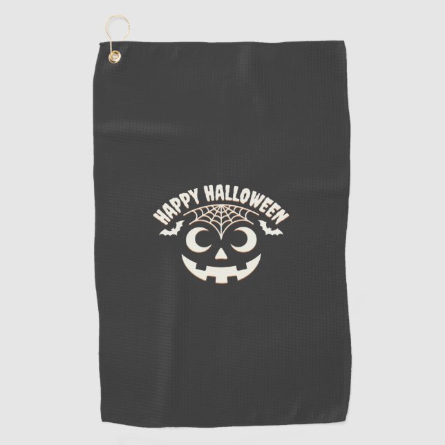 Happy Halloween Jack-O-Lantern Face Design_1 Golf Towel (Front)