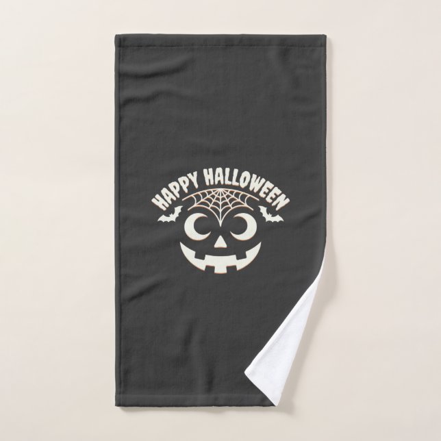 Happy Halloween Jack-O-Lantern Face Design_1 Hand Towel (Hand Towel)