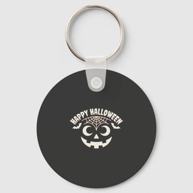 Happy Halloween Jack-O-Lantern Face Design_1 Key Ring (Front)
