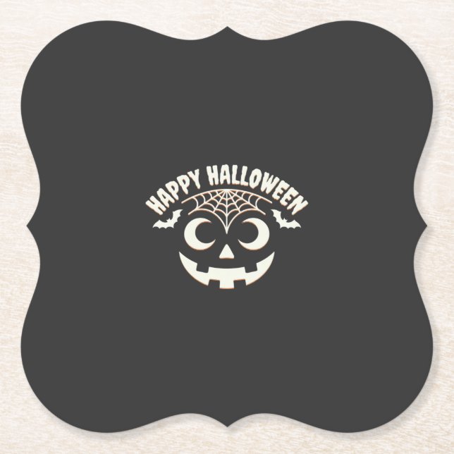 Happy Halloween Jack-O-Lantern Face Design_1 Paper Coaster (Front)