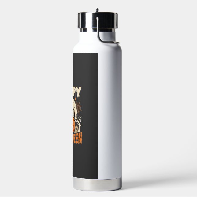 Happy Halloween Jack O Lantern Haunted Castle Water Bottle (Left)