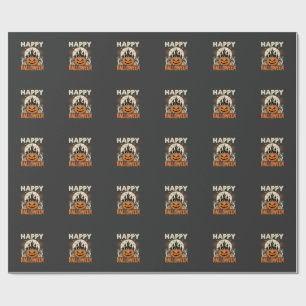 Happy Halloween Jack O Lantern Haunted Castle Wrapping Paper