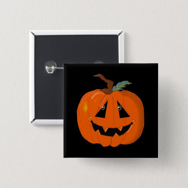 Happy Halloween Jack O Lantern Illustrative Art 15 Cm Square Badge (Front & Back)