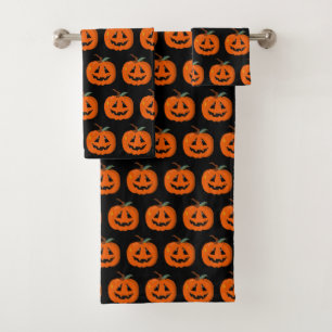 Happy Halloween Jack O Lantern Illustrative Art Bath Towel Set