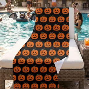 Happy Halloween Jack O Lantern Illustrative Art Beach Towel