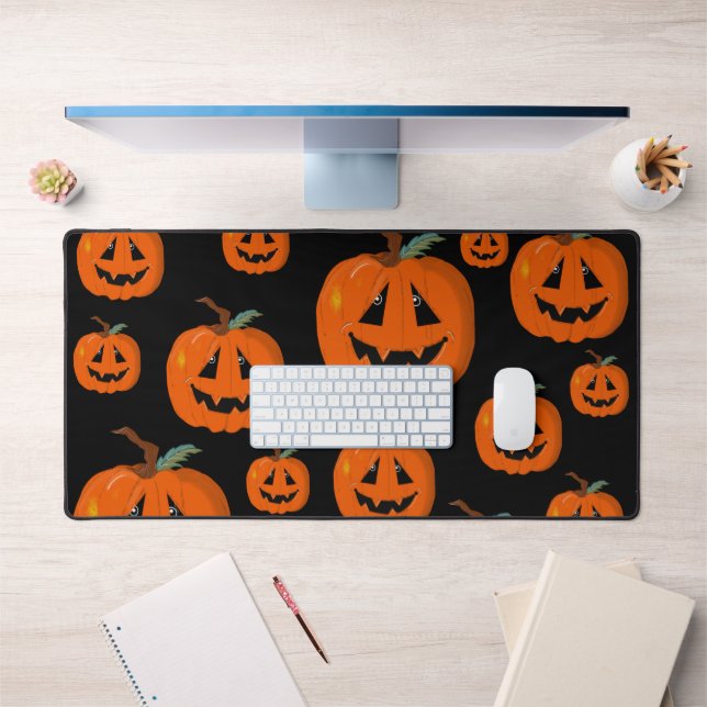 Happy Halloween Jack O Lantern Illustrative Art Desk Mat (Office 1)