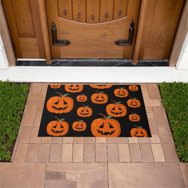 Happy Halloween Jack O Lantern Illustrative Art Doormat (Outdoor)