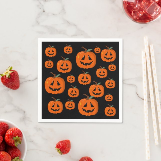 Happy Halloween Jack O Lantern Illustrative Art Napkin (Insitu)
