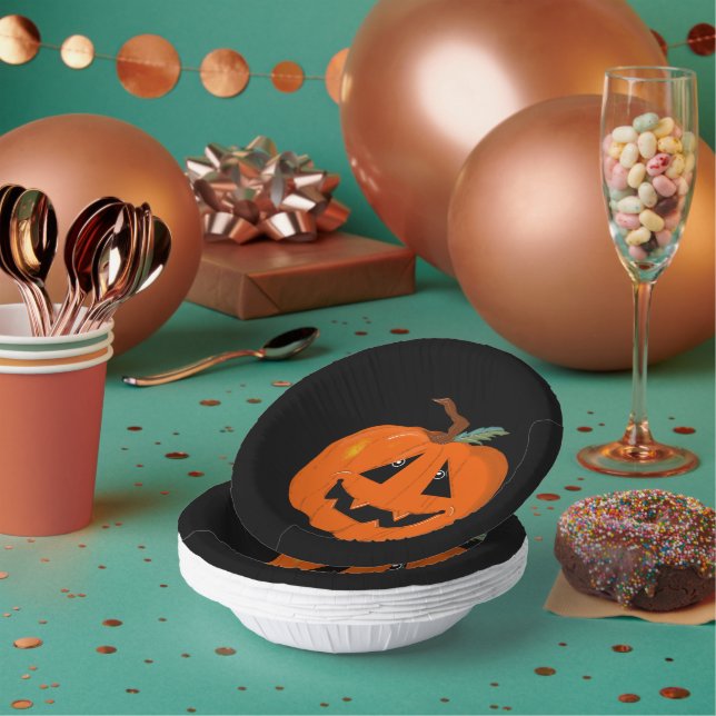 Happy Halloween Jack O Lantern Illustrative Art Paper Plate (Multi)