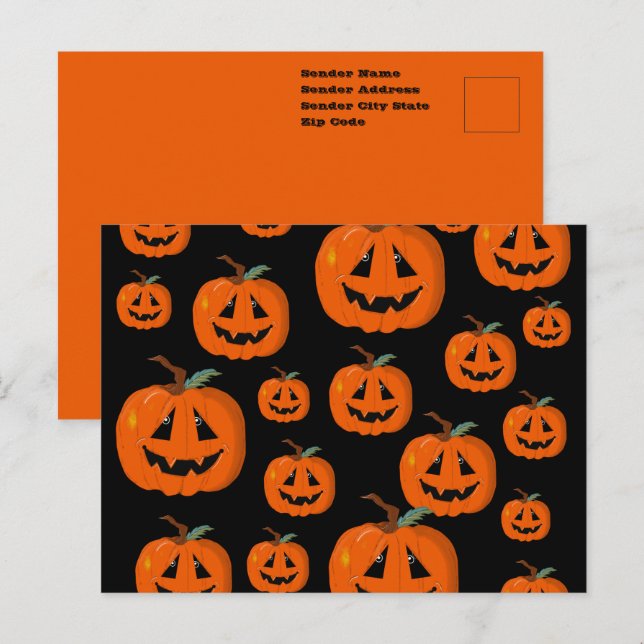 Happy Halloween Jack O Lantern Illustrative Art Postcard (Front/Back)