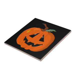 Happy Halloween Jack O Lantern Illustrative Art Tile