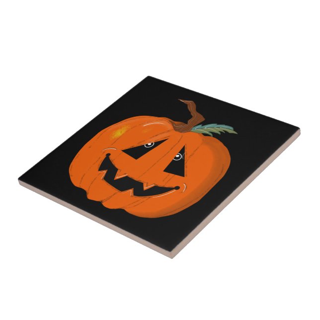 Happy Halloween Jack O Lantern Illustrative Art Tile (Side)
