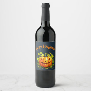 Happy Halloween Jack-O-Lantern On Vine Wine Label