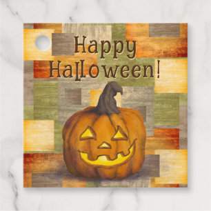 Happy Halloween Jack O' Lantern Pumpkin Favour Tags