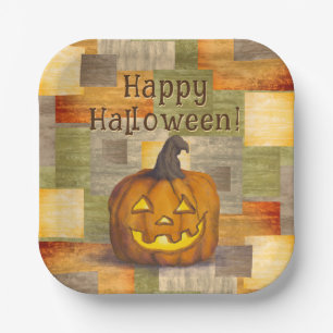 Happy Halloween Jack O' Lantern Pumpkin Paper Plate