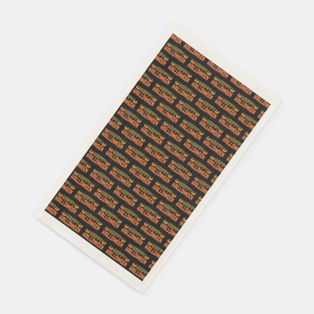 Happy Halloween Jack O Lantern Pumpkin Pattern Napkin (Corner)