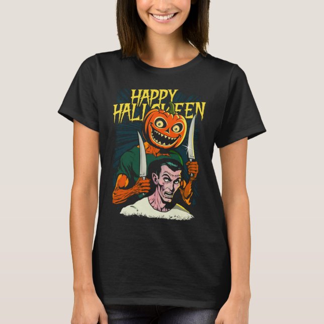 Happy Halloween Jack-O-Lantern Ready For Carving T T-Shirt (Front)