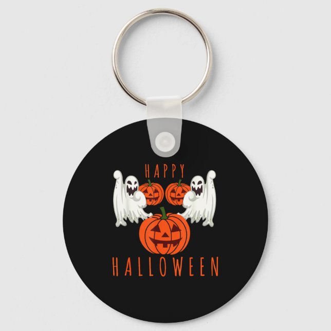 Happy halloween jack o lantern scary ghosts key ring (Front)