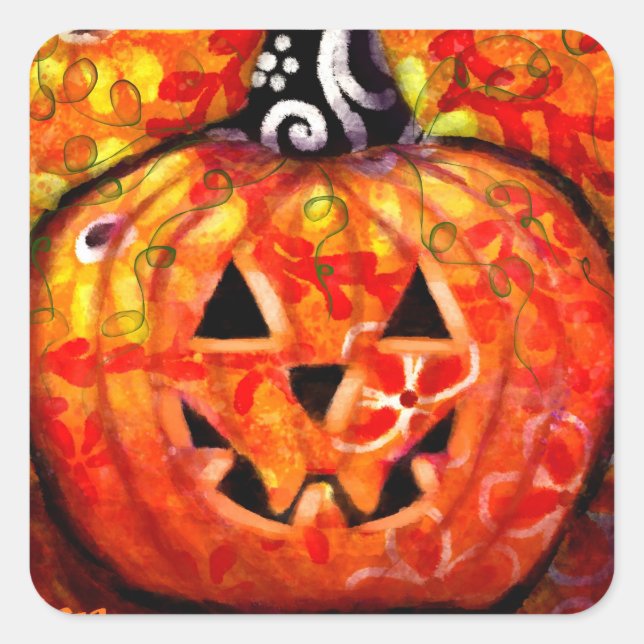 Happy Halloween Jack O Lantern  Square Sticker (Front)