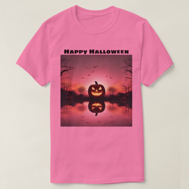 Happy Halloween Jack O Lantern Sunset T-Shirt  (Design Front)