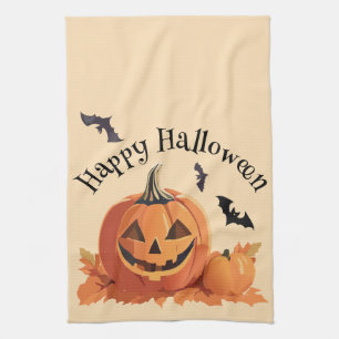 Happy Halloween Jack o Lantern Tea Towel