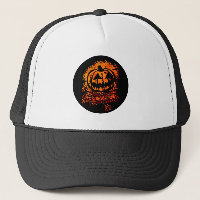 Happy Halloween Jack O Lantern  Trucker Hat (Front)