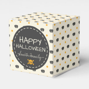Happy Halloween. Jack O Lantern White Polka Dots Favour Box
