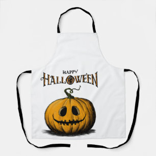 Happy Halloween Jack O'Lantern Adult Orange Tshirt Apron