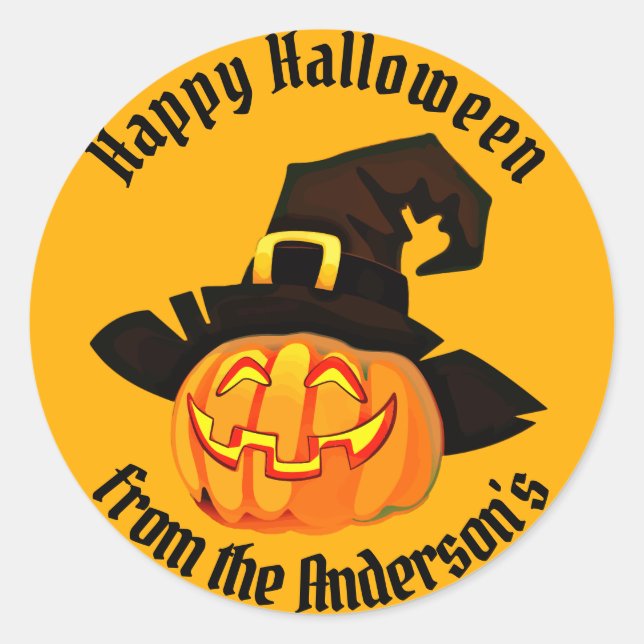 Happy Halloween Jack O'Lantern Classic Round Sticker (Front)