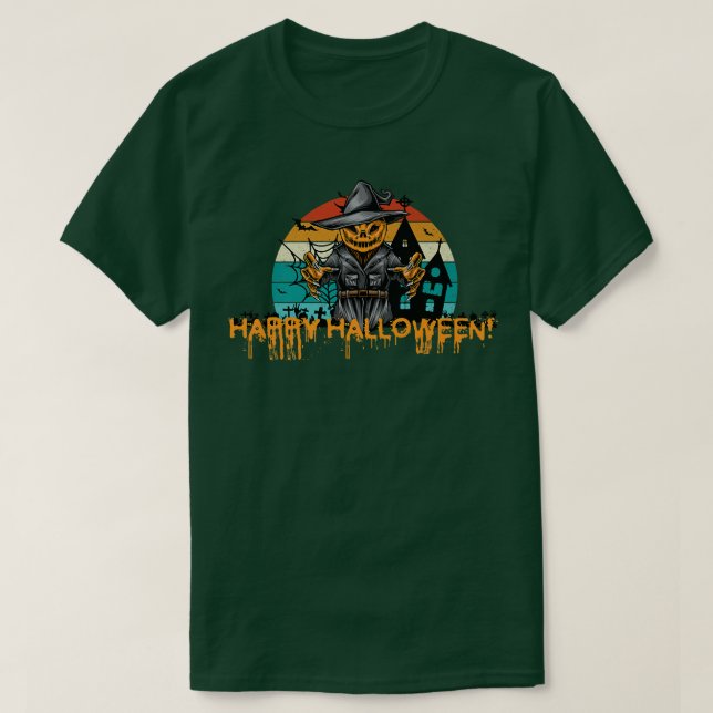 Happy Halloween Jack O'Lantern Witch Men Women Tee (Design Front)